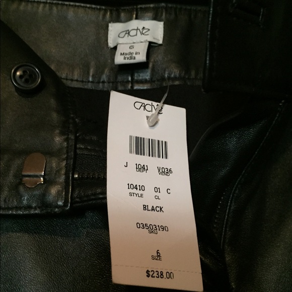 Black leather straight leg pants